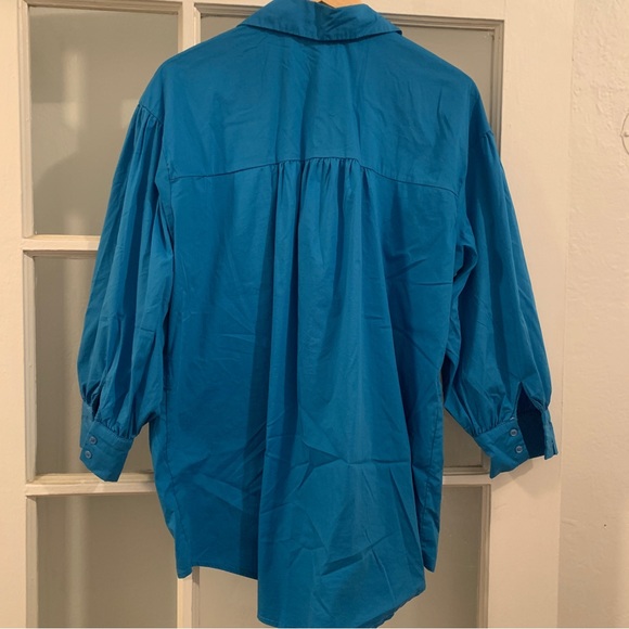Bright blue blouse button up - medium/large - Picture 7 of 13